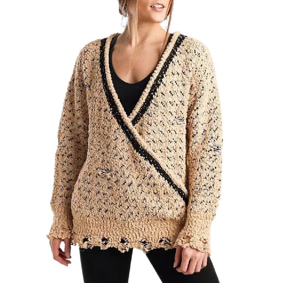 Buckle Sweaters - Buckle Gimmicks Metallic Surplice Sweater